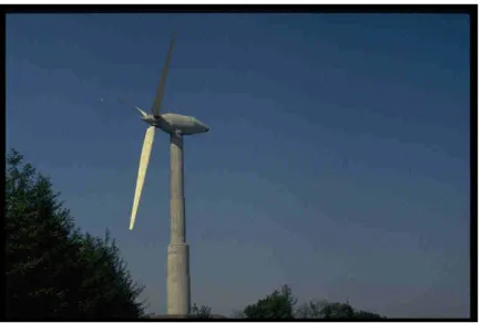 Fig. 1 Typical three blades wind turbine located in Denmark (rotor diameter 54m, 600 kW)  A photo gallery available at : http://www.afm.dtu.dk/wind/turbines/gallery.html 