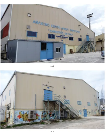 Figure 1. Views of the (a) west and (b) east sides of the building. 