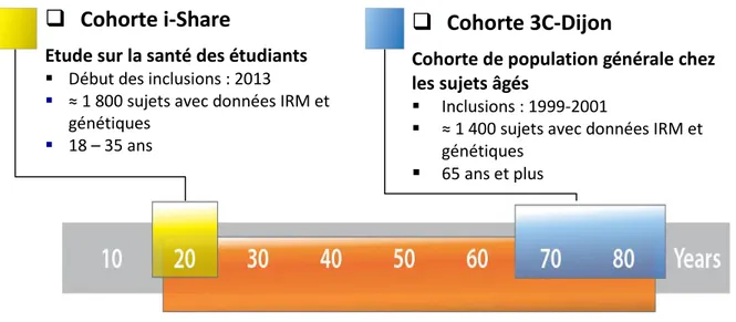 Figure 9 : Illustration de l’aspect « vie entière » du Projet ERC SEGWAY  2.1.1.4  La cohorte 3C-Dijon 