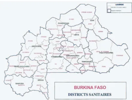 Fig. : 2.4 Carte des districts sanitaires (MINISTERE DE LA SANTE, 2009) 