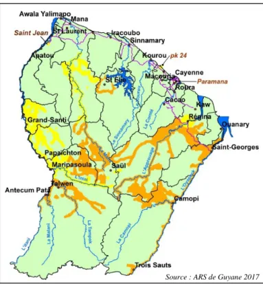 Figure 14- Risque de paludisme en Guyane. 