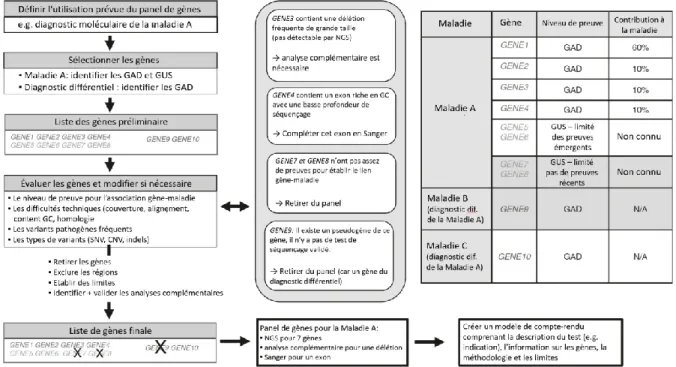 Figure 3. Procédure pour la conception, l'évaluation et la mise en œuvre d'un panel de gènes  en diagnostic
