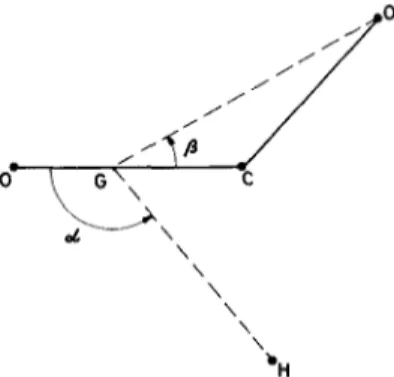 Fig.  1.  Geometry  of  the  [CHOT  ]  ion  in  the  system  of  coordinates  ( OL,  /?)