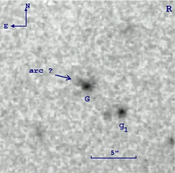 Fig. 2. Same as Fig. 1 for the I -band image obtained at CFHT (sum of data sets 4 and 5; scale and orientation as in Fig
