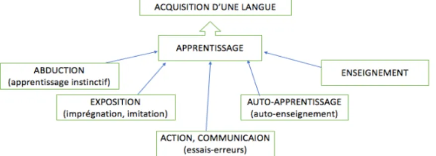 Figure 1 : Processus menant à l'acquisition d'une langue 