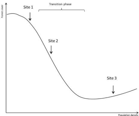 Figure 1 gives an example whereby the ultimate stage experiences a trend of useful tree plantations  on deforested land, leading to an increase in forest cover