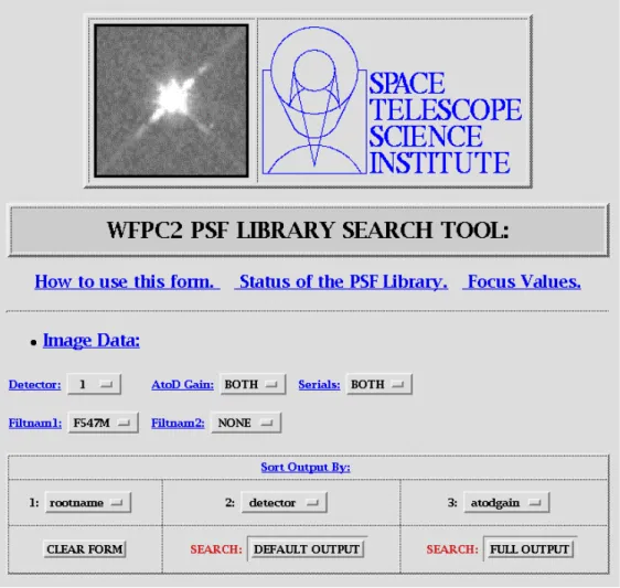 Figure 2. A portion of the WFPC2 PSF Library Web Page.