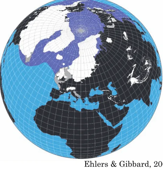 Table  3    Occurrence  of  glaciation  in  the  rest  of  the  world  through  the  Cenozoic based on observations presented in contributions to the INQUA project ‚Extent and Chronology of Quaternary Glaciations’ (Ehlers and Gibbard, 2004)