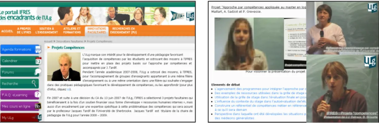 Figure V : Diffusion d’informations sur les projets et leurs avancées,   sur le site de l’IFRES (http://www.ifres.ulg.ac.be) 