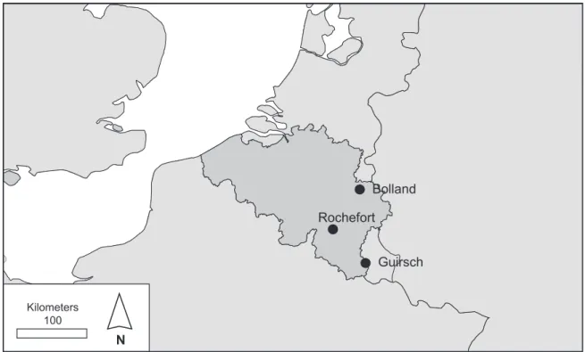 Figure 1  −  Location of study sites in Belgium.