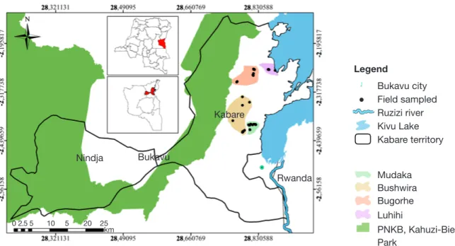 Figure 1. Presentation of Kabare territory — Carte du territoire de Kabare.