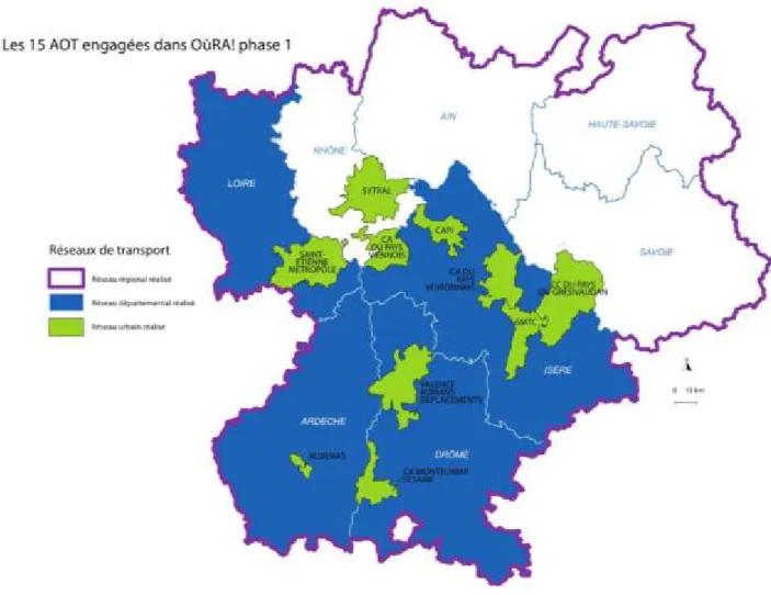 Figure 3 : Les 15 AOT engagées dans la démarche OùRA!