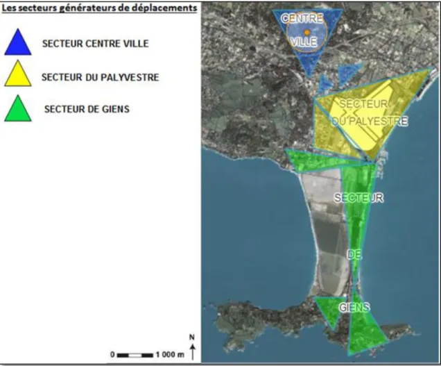 Figure 6 – Localisation Des Secteurs Générateurs De Déplacements.  