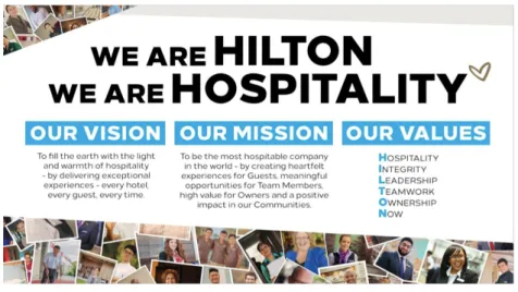 Figure 1: Les valeurs et la mission de Hilton 