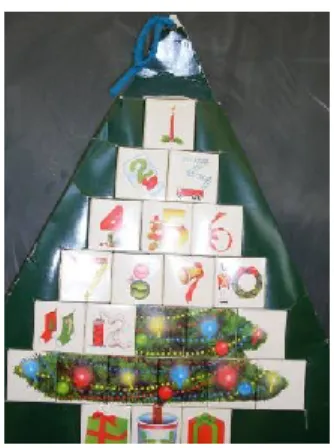 Figure 9 : affiche en forme de sapin de Noël qui contient 24 cartons numérotés 