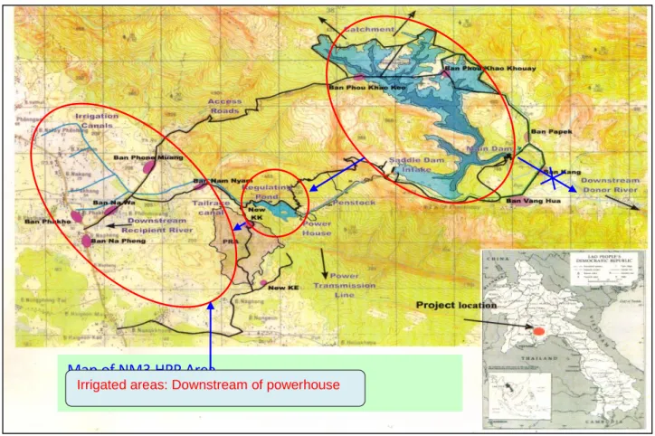 Figure 3: Study area, within the layout of the Nam Mang 3 Hydropower Project 
