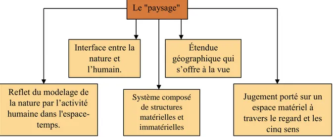 Figure 1: Schéma de définition du paysage. (Source : d’après Aberahmani, Ait Hamouda et  Assam, 2015) 