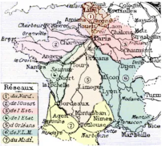 Figure 2 highlights the division of the territory among the six companies and the réseau de l’État (but does not show the numerous small local companies).