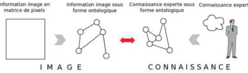Figure 1. Les ontologies, un terrain intermédiaire entre l’image et la connaissance.