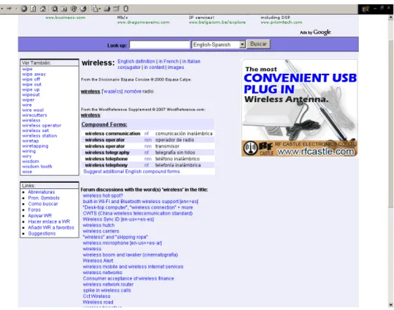 Fig. 12. Le site de Wordreference : combinaisons fréquentes + forum 