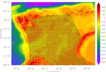 Figure 1. Bathymetry of the Barents Sea and its neighboring seas.
