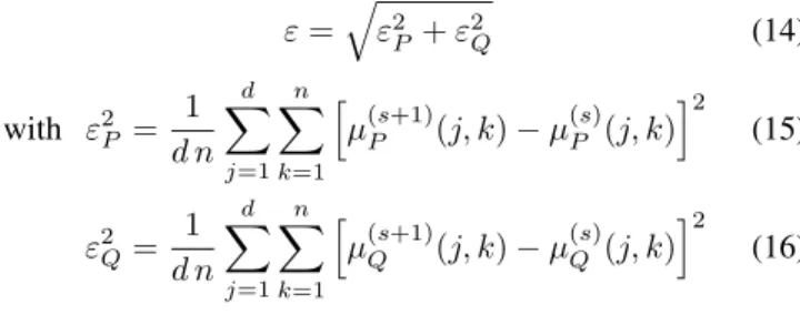 Fig. 7. Evolution of µ P and µ Q for different values of ε; disturbance #7