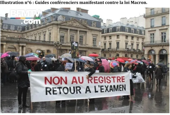 Illustration n°6 : Guides conférenciers manifestant contre la loi Macron.  