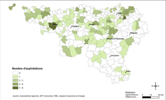 Figure 8 – Nombre d’exploitations par commune n’ayant pas déclaré de terre agricole en 2006 