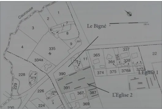 Figure 5 : Localisation des parcelles du Bigné et de l’Eglise (1 et 2)L’Eglise 2
