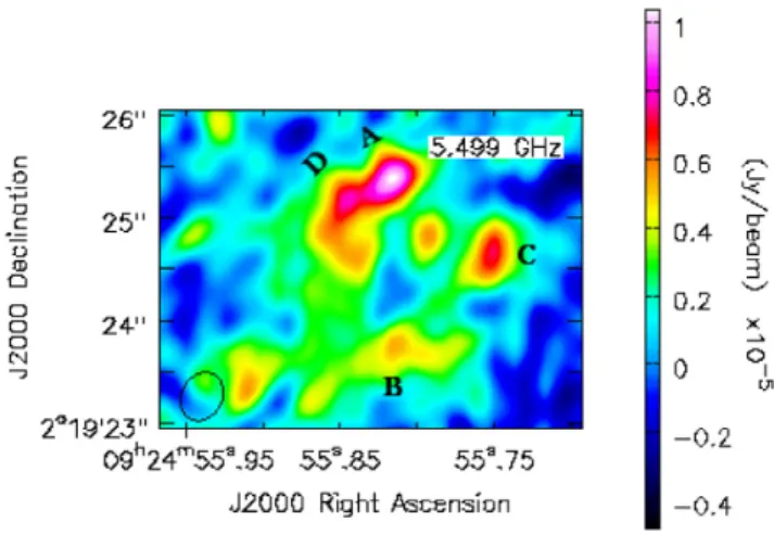Figure 1. Map of SDSS J0924 + 0219 from the Very Large Array. The map is the coadded version of all four 3-h observing chunks