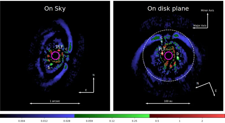 Fig. 2. Left: IFS image obtained combining the images from all the epochs as described in the text