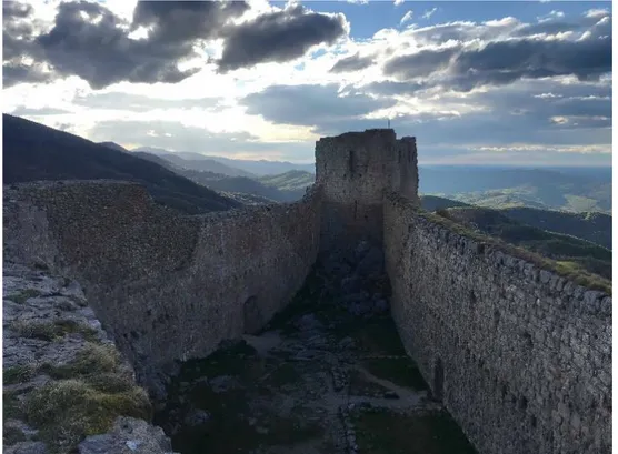 Figure 1: Ruines du château de Montségur, avril 2019