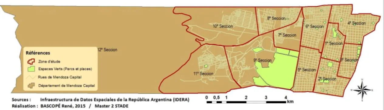 Figure 4. Division administrative du département de Mendoza Capital  
