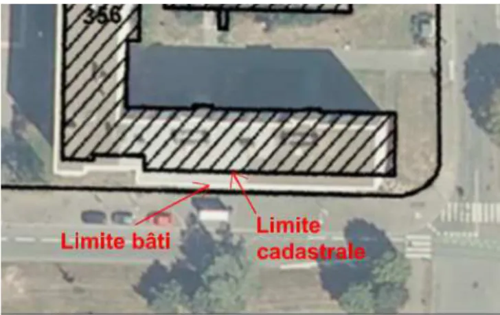 Figure 2 - Superposition du cadastre et d'une photo aérienne sur la ville de Rennes 