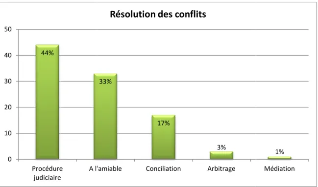 Figure 15 : Résolution des conflits - Questionnaire 