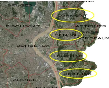 Figure 8 : Situation géographique - Rive droite de Bordeaux   Source : APIC-Ortophoto 2012