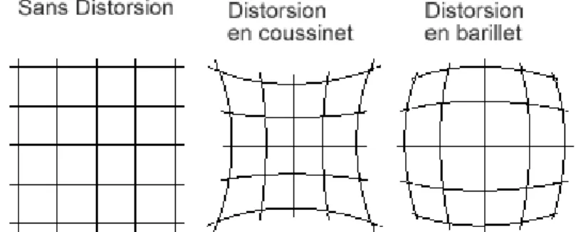 Figure 2 : Illustrations des différentes distorsions possibles lors du passage  de la lumière dans l’optique d’un APN [www.thomassinclairlabs.com]