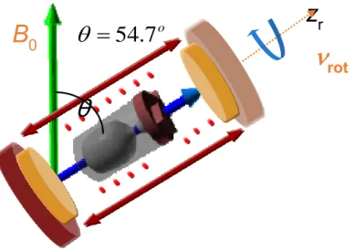 Figure 1-8. The magic angle orientation of 54.7relative to the direction of the static  field (B 0 )