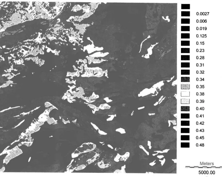 Figure 3.9 : Quantité moyenne d'eau infiltrée (m) 