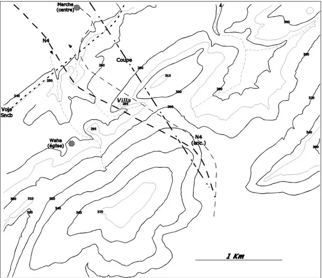 Fig. 1 - Localisation topographique du site de la villa de Hollogne-Waha 