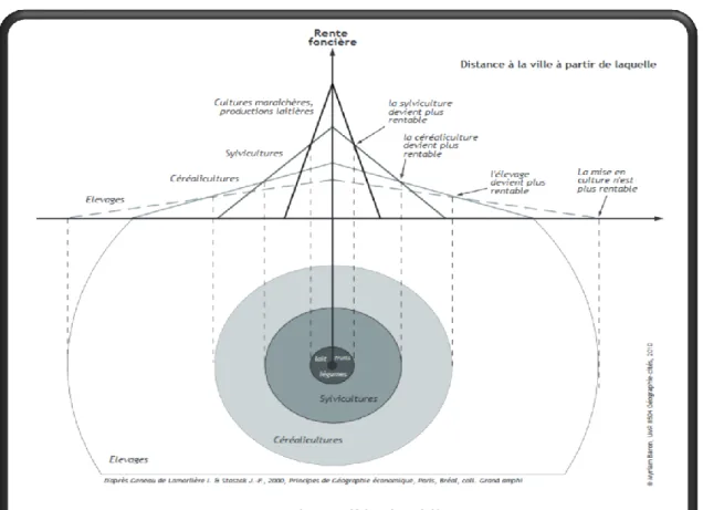 Figure 2: Schéma du principe du modèle de von Thünen 