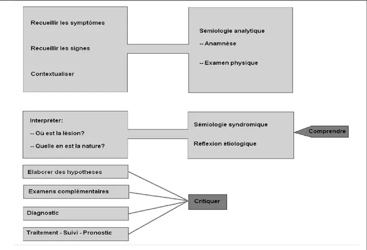 Figure 1. Illustration des étapes principales du raisonnement diagnostique.