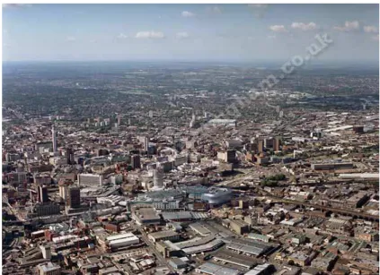Figure A. 2  Vue aérienne du centre de  Birmingham. Tirée de Aerial Birmingham, s. d. 
