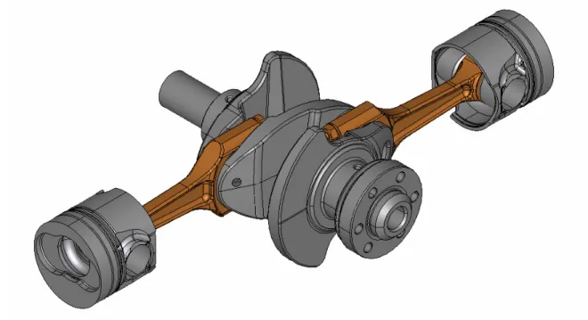 Figure 1: CAD model of the twin-cylinder boxer engine 