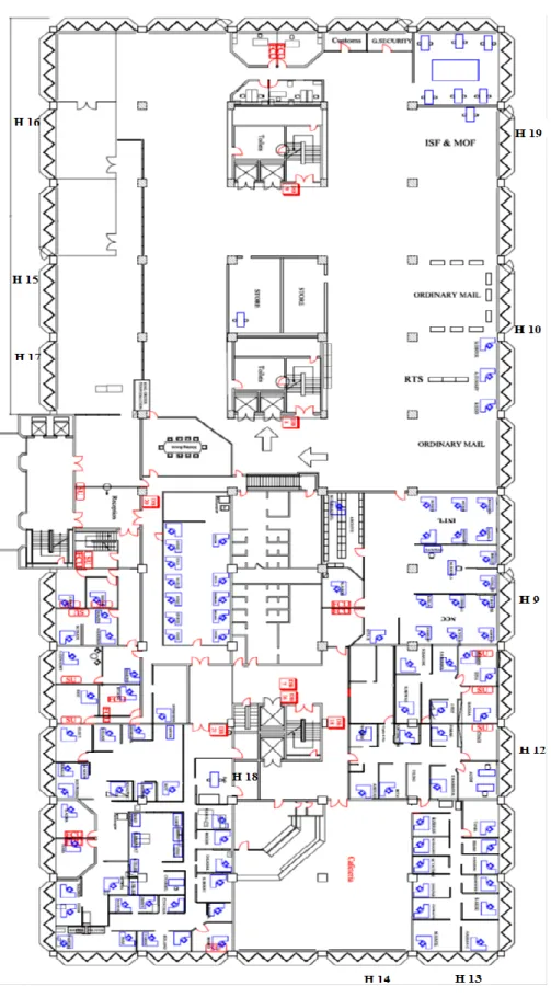 Figure 2: Carte Représentant la Distribution des 10 AHU dans le bâtiment 