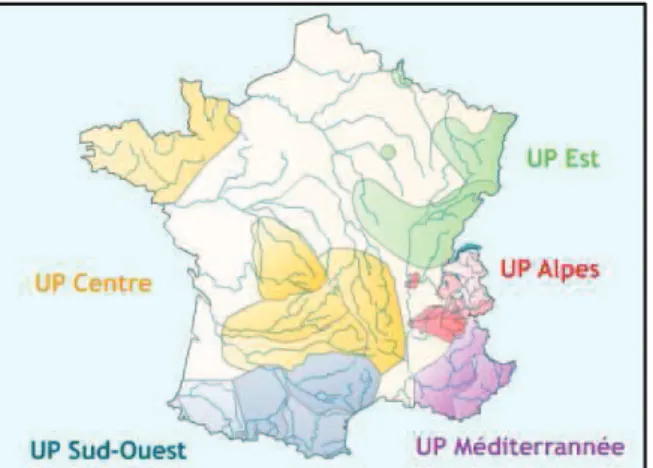 Figure 2 : Carte des cinq Unités de Production de la DPIH  On pourra se reporter à l’organigramme fourni en Annexe 1