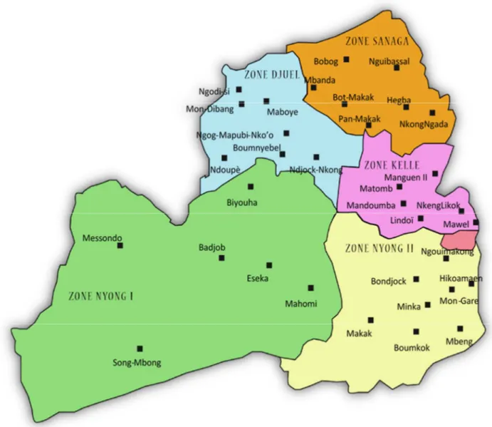 Figure 3 : Zones pastorales du diocèse d’Eséka