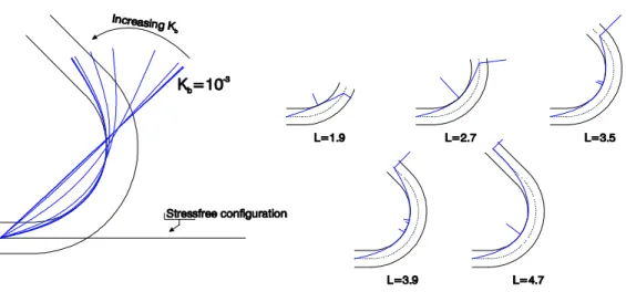 Figure 7. Details of the finite element approach: iteration on the boundary stiﬀness K b and examples of reactions.