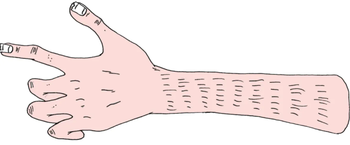 Figure 3 : Main, 2015, 13 cm x 6 cm, dessin. 