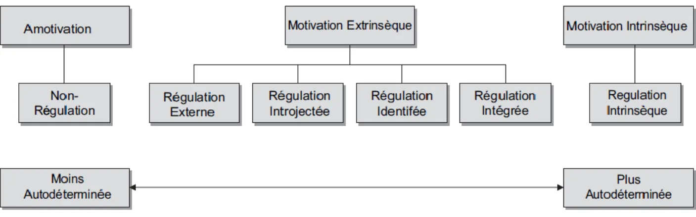 Figure 1. Le continuum des types de motivation et de régulation selon la théorie de  l’autodétermination de Deci et Ryan (2008)
